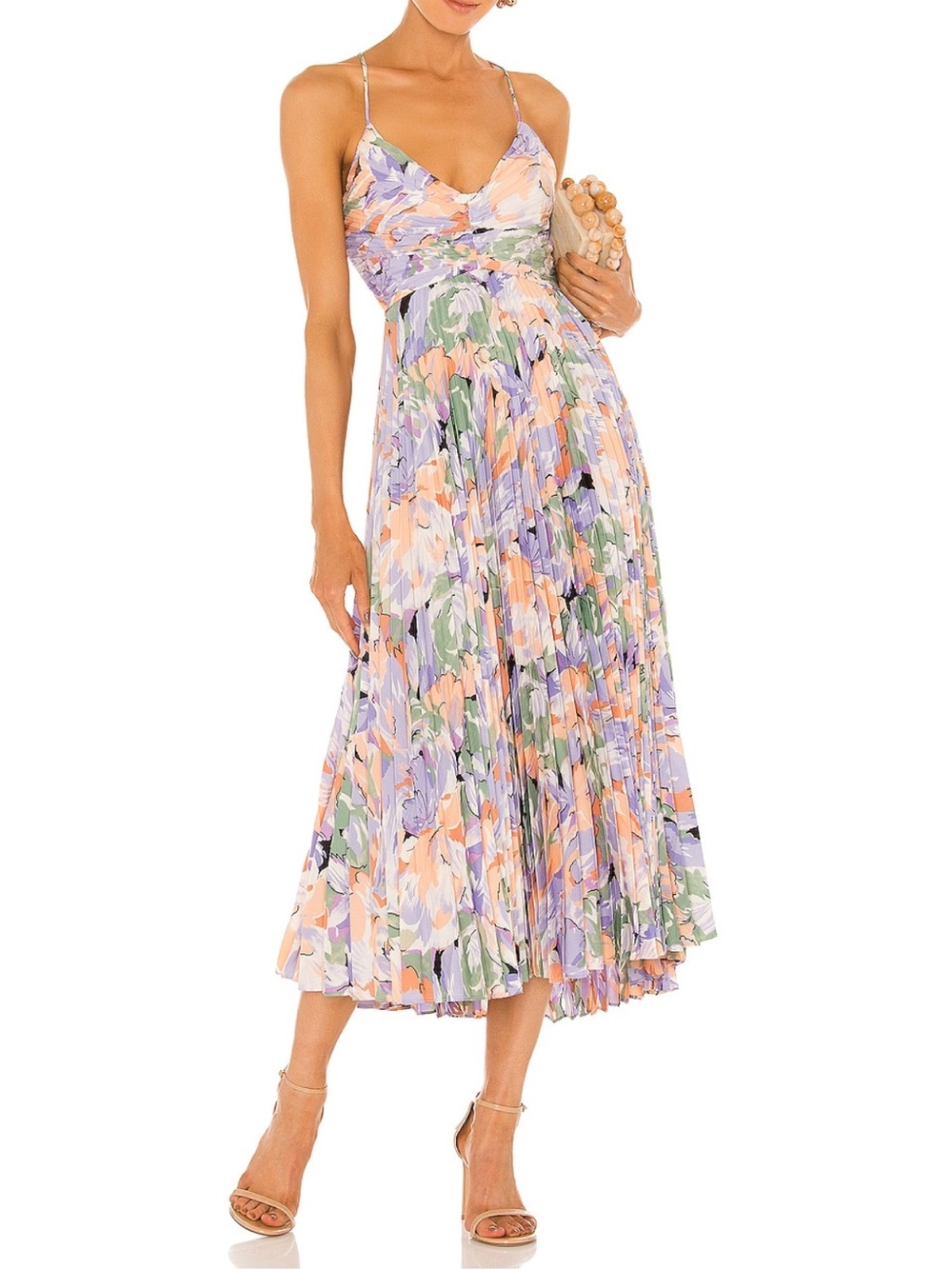ASTR the Label Blythe Floral Plissé Midi Dress